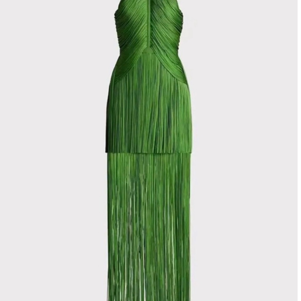 Green Halter Fringe Dress